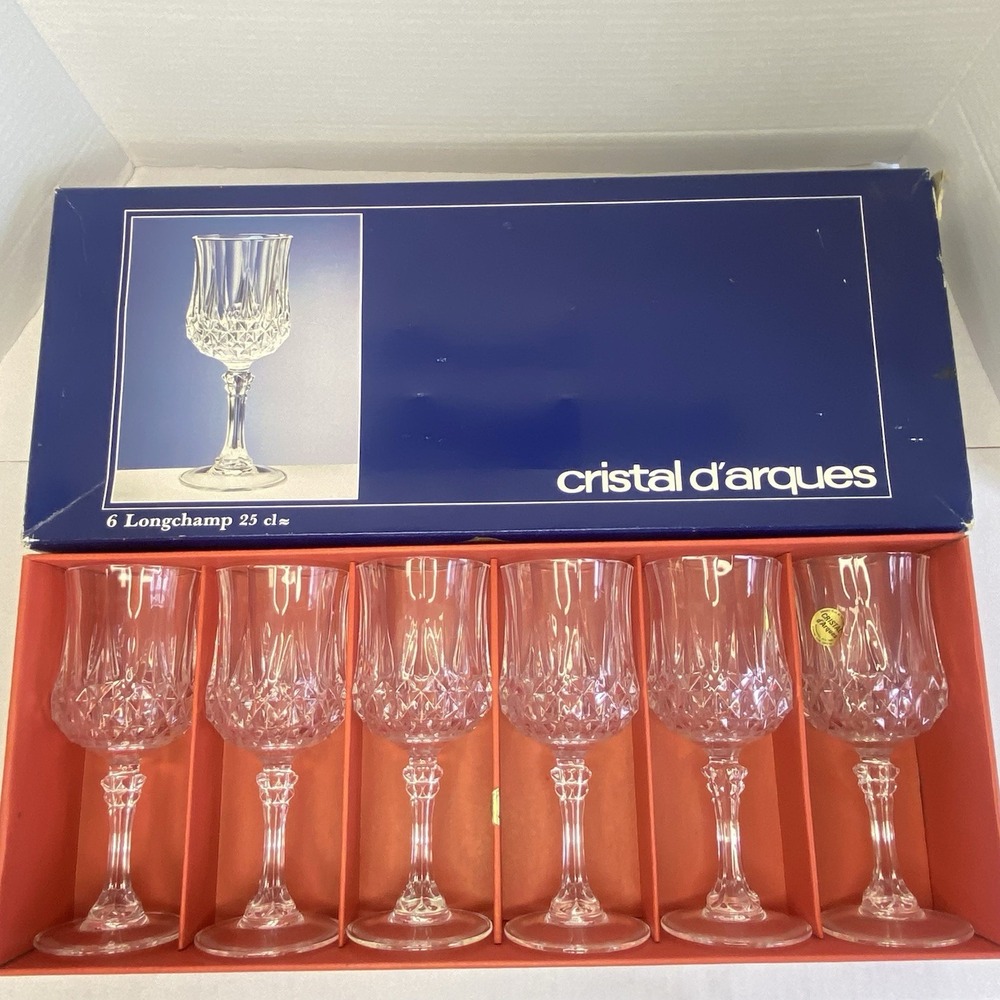Vintage Set of 6 Cristal d'Arques Longchamp 25cl Stemmed Glasses France